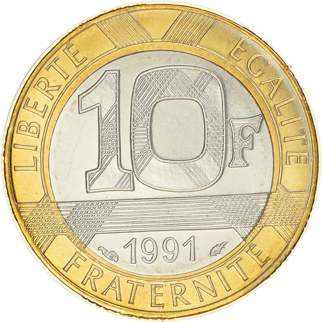 Moeda, França, Génie, 10 Francs, 1991, Paris, Frappe médaille, MS(65-70)