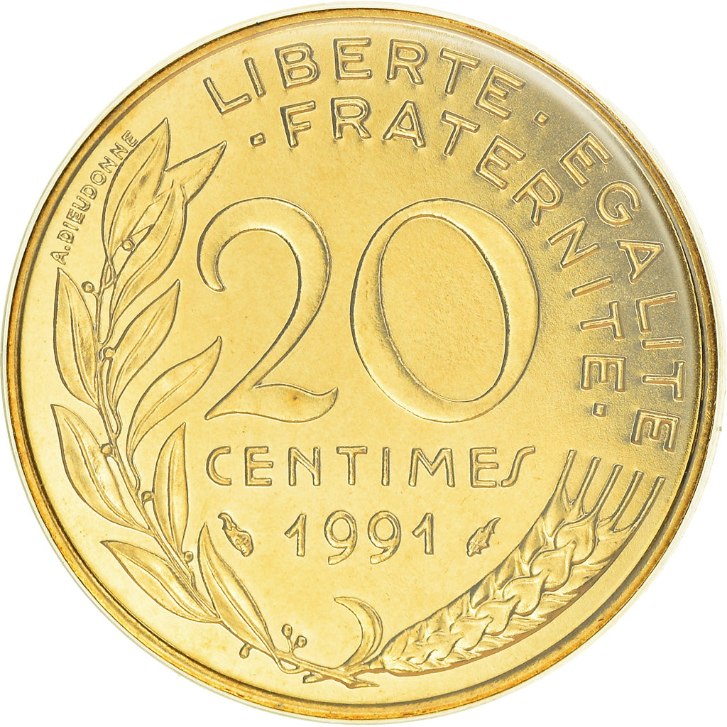 Moneta, Francia, Marianne, 20 Centimes, 1991, Paris, Frappe médaille, FDC