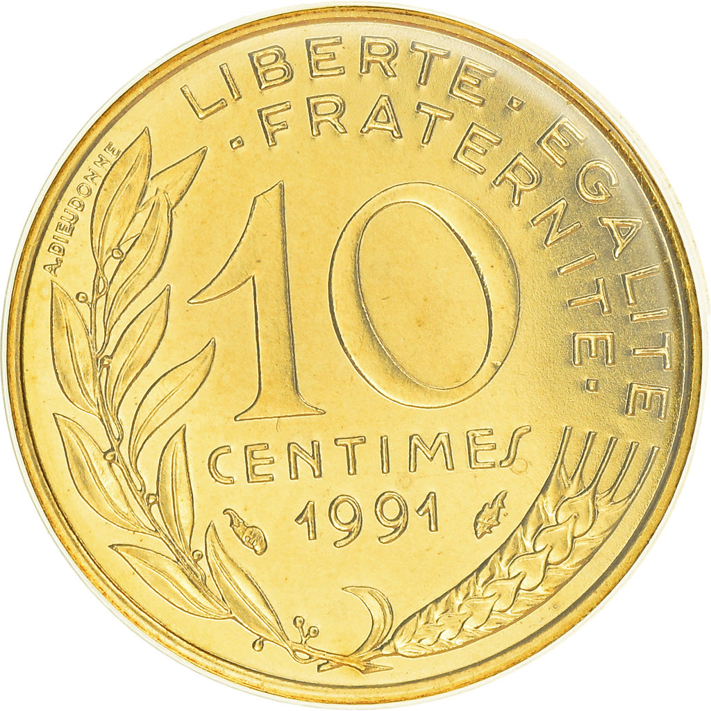 Coin, France, Marianne, 10 Centimes, 1991, Paris, Frappe médaille, MS(65-70)