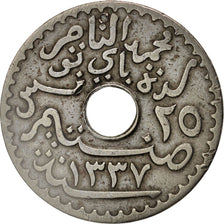 Tunisia, Muhammad al-Nasir Bey, 25 Centimes, 1919, Paris, EF(40-45), KM 244