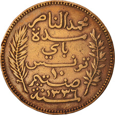 Coin, Tunisia, Muhammad al-Nasir Bey, 10 Centimes, 1917, Paris, EF(40-45)