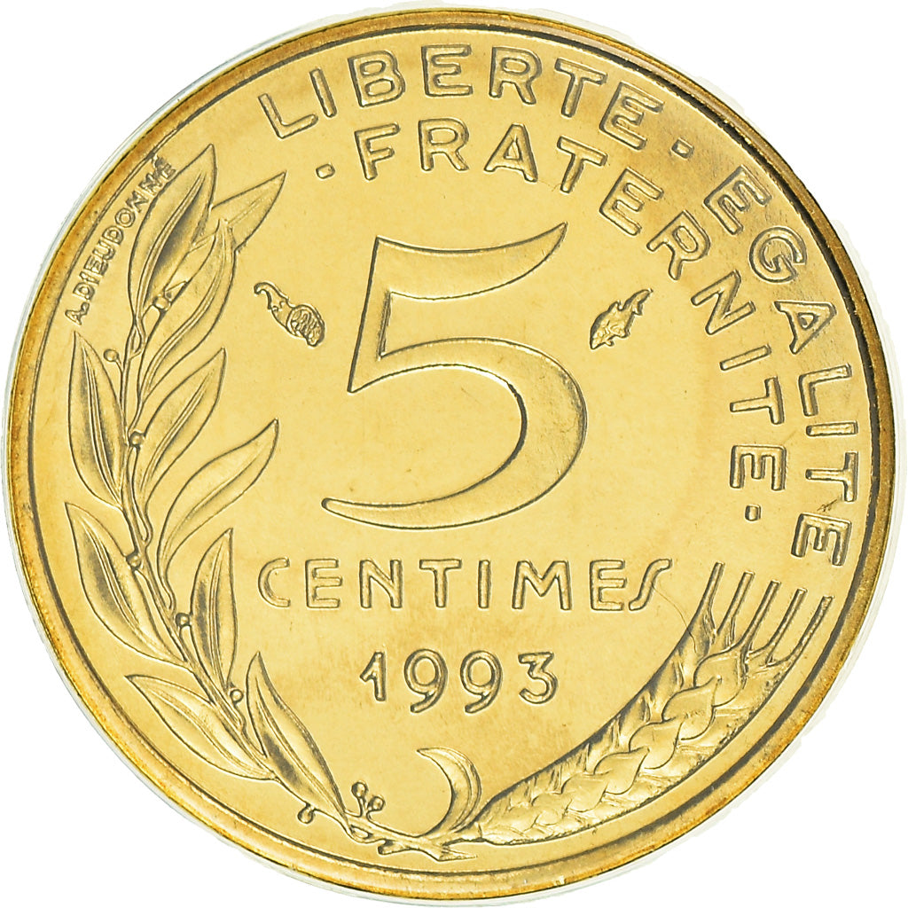 Moneta, Francia, Marianne, 5 Centimes, 1993, Paris, Frappe médaille, FDC