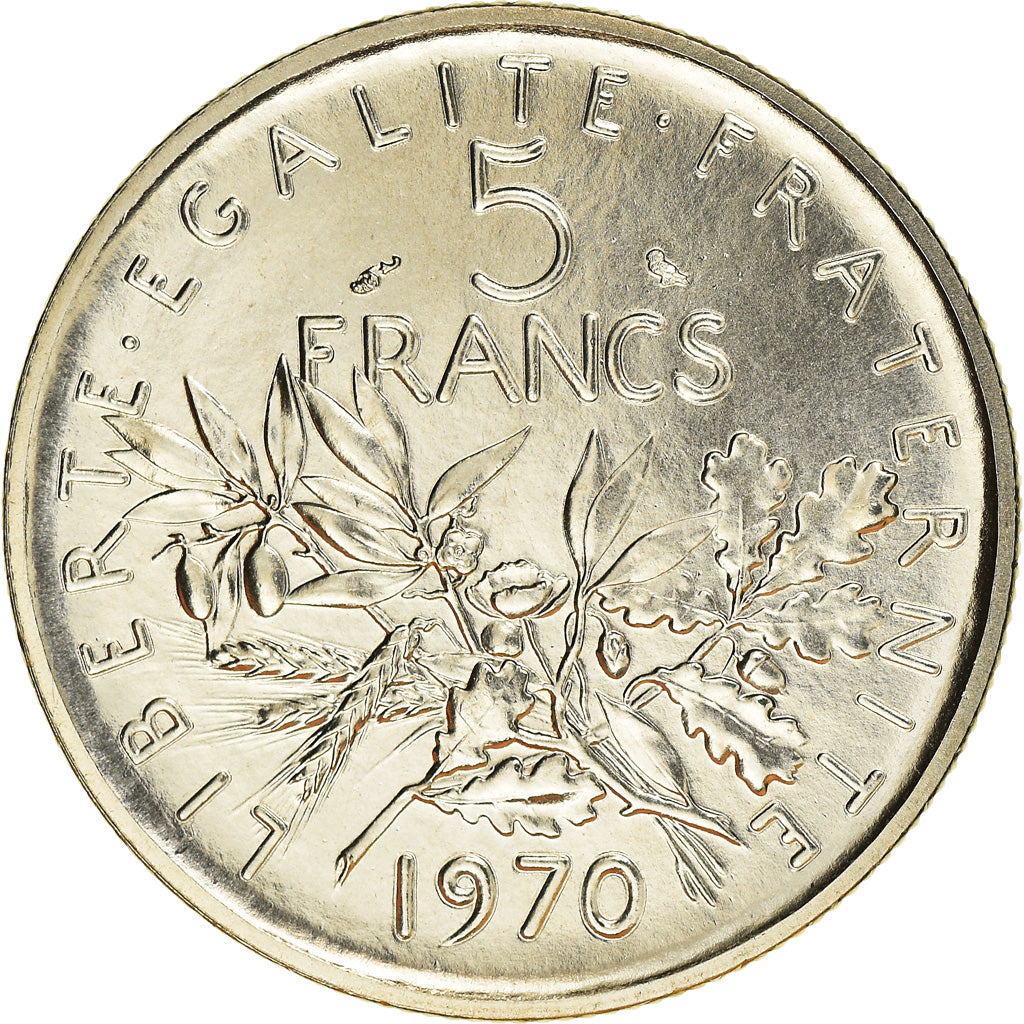 Coin, France, Semeuse, 5 Francs, 1970, Paris, MS(65-70), Nickel Clad