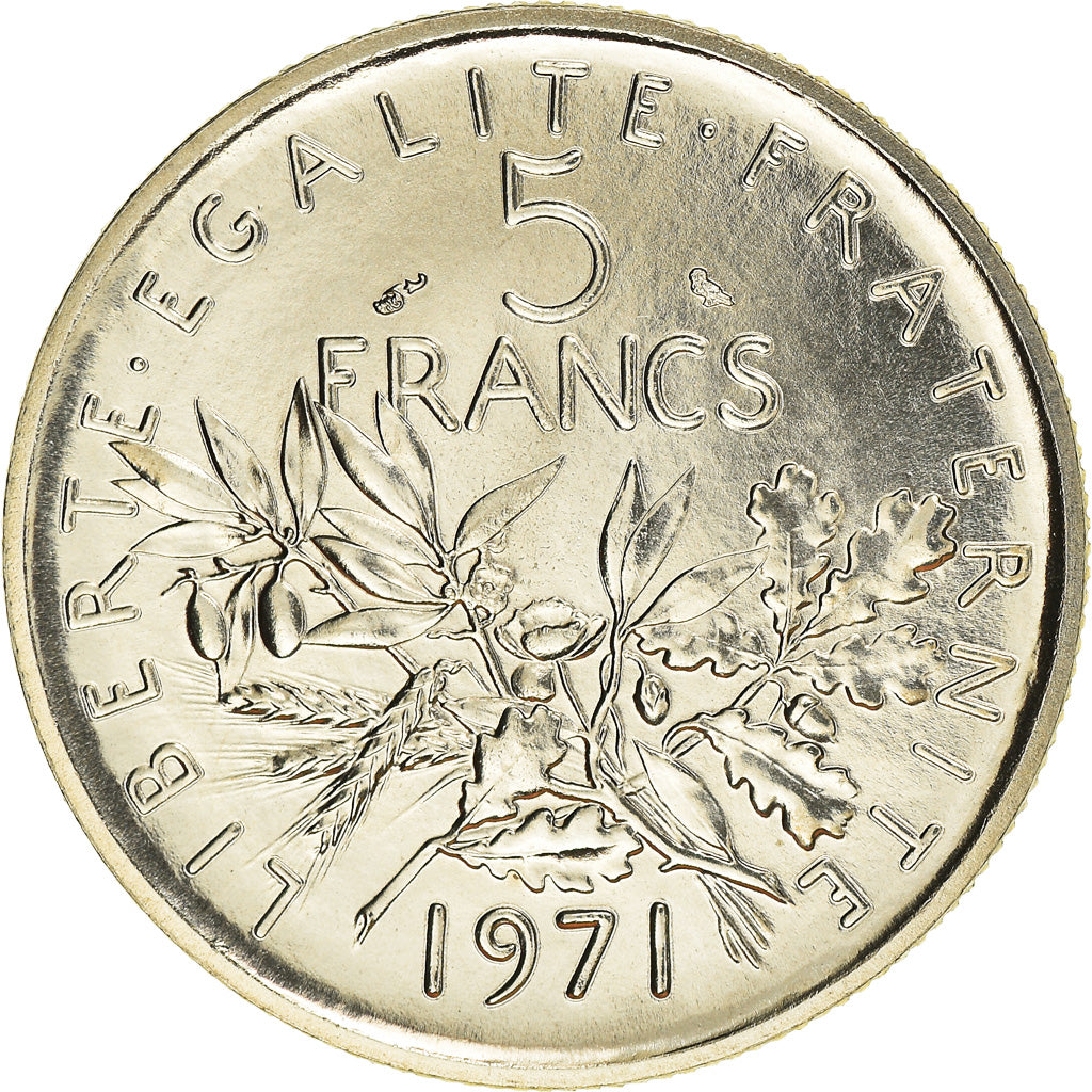 Coin, France, Semeuse, 5 Francs, 1971, Paris, MS(65-70), Nickel Clad