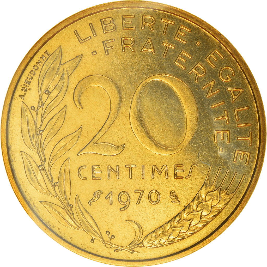 Moneta, Francia, Marianne, 20 Centimes, 1970, Paris, FDC, Alluminio-bronzo