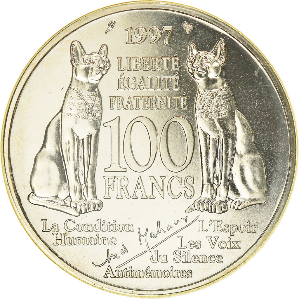 Coin, France, André Malraux, 100 Francs, 1997, MS(65-70), Silver, KM:1188