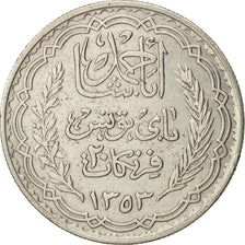 Tunisia, Ahmad Pasha Bey, 20 Francs, 1934, Paris, AU(50-53), Silver, KM:263
