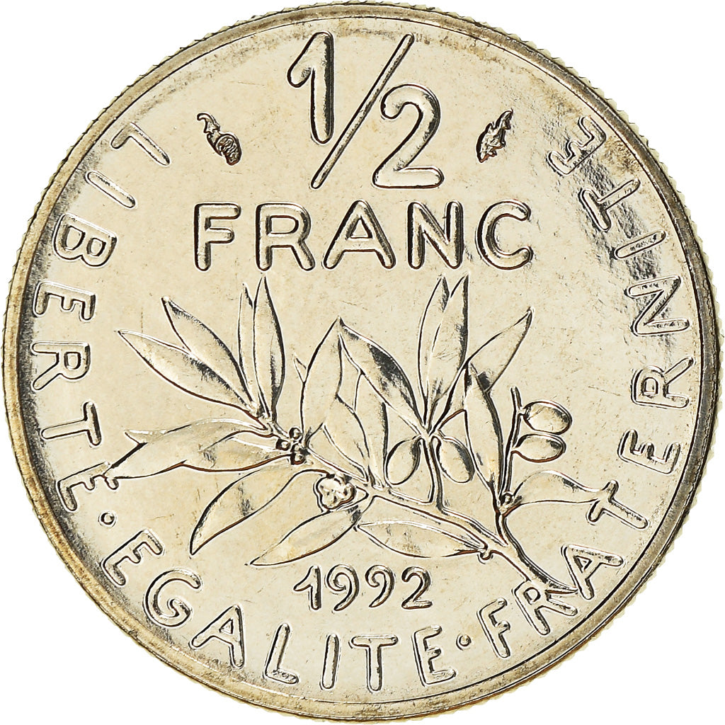 Coin, France, Semeuse, 1/2 Franc, 1992, Paris, Frappe médaille, MS(65-70)