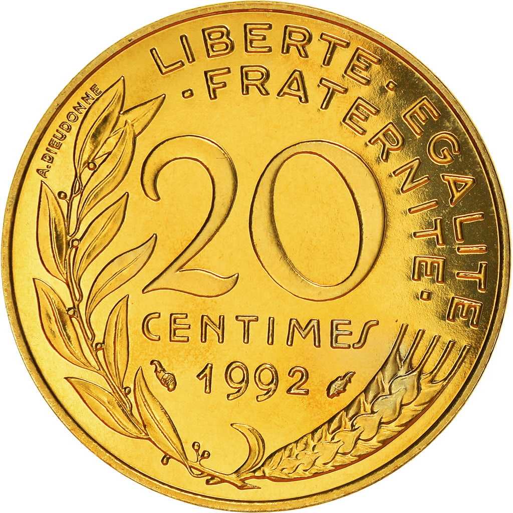 Moneta, Francia, Marianne, 20 Centimes, 1992, Paris, Frappe médaille, FDC