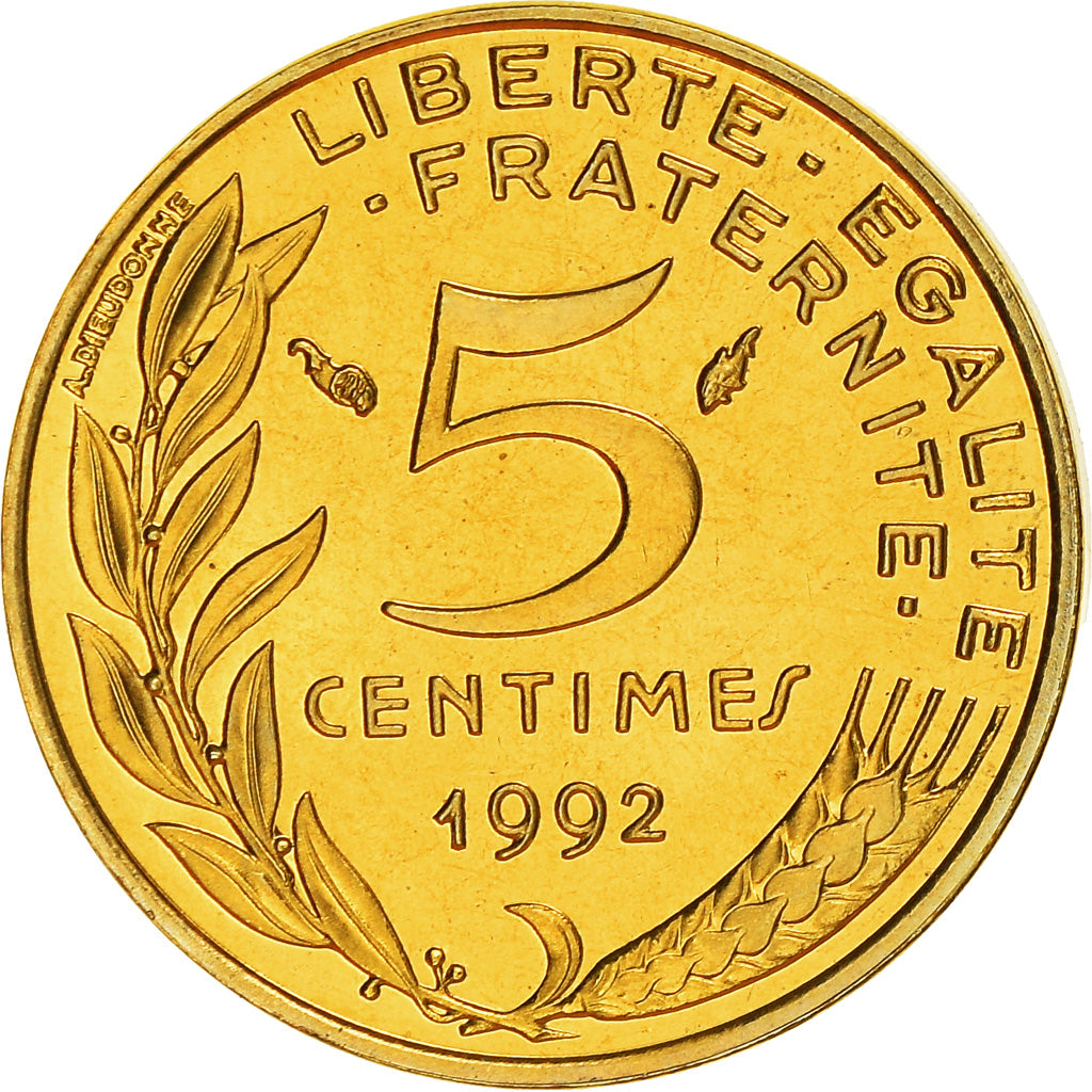 Monnaie, France, Marianne, 5 Centimes, 1992, Paris, Frappe médaille, FDC