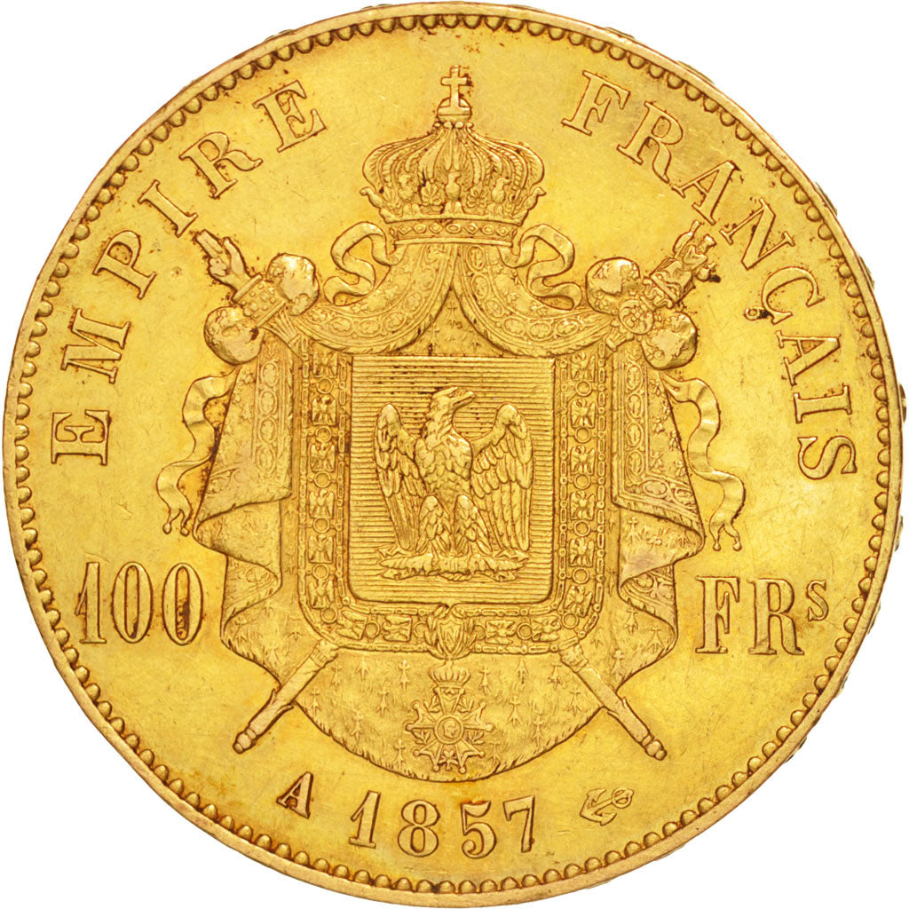 Moneta, Francia, Napoleon III, Napoléon III, 100 Francs, 1857, Paris, BB, Oro