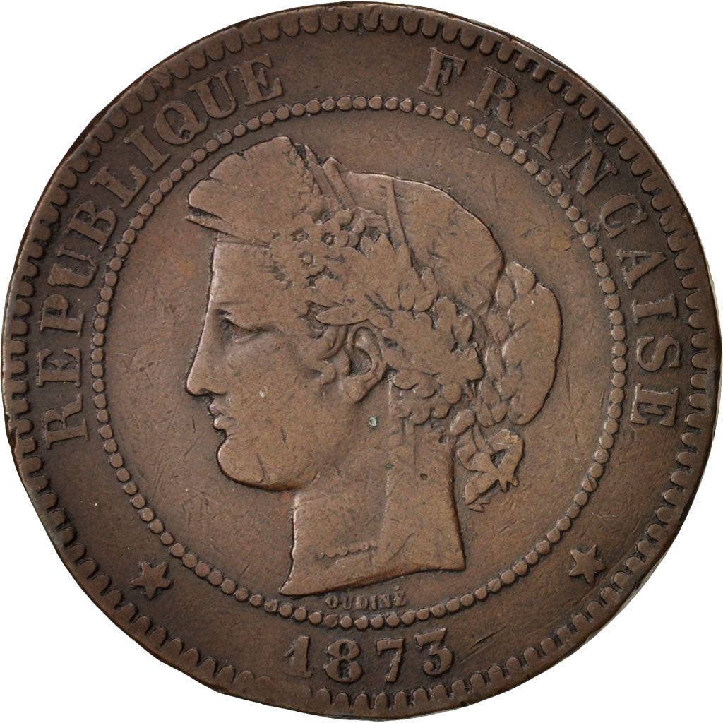 Monnaie, France, Cérès, 10 Centimes, 1873, Paris, TB, Bronze, KM:815.1