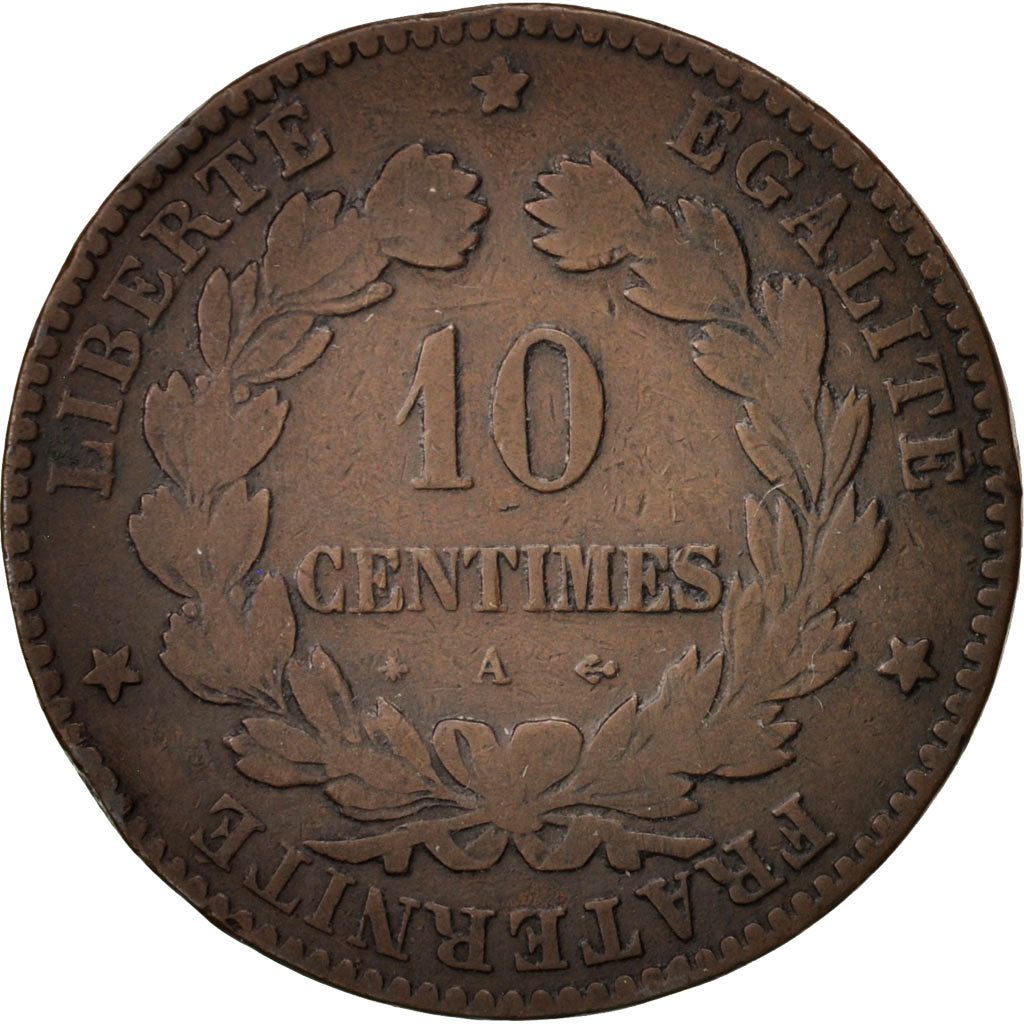 Monnaie, France, Cérès, 10 Centimes, 1873, Paris, TB, Bronze, KM:815.1