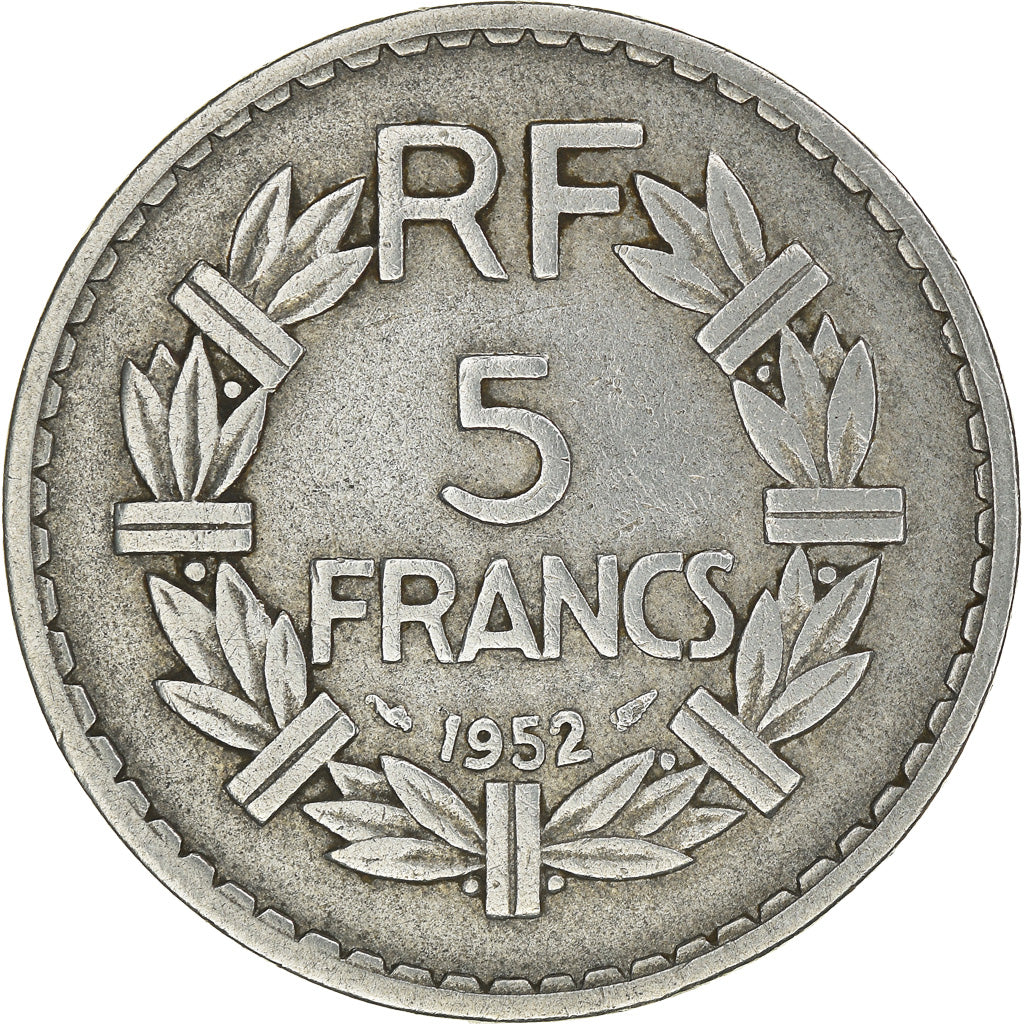 Moeda, França, Lavrillier, 5 Francs, 1952, Paris, EF(40-45), Alumínio