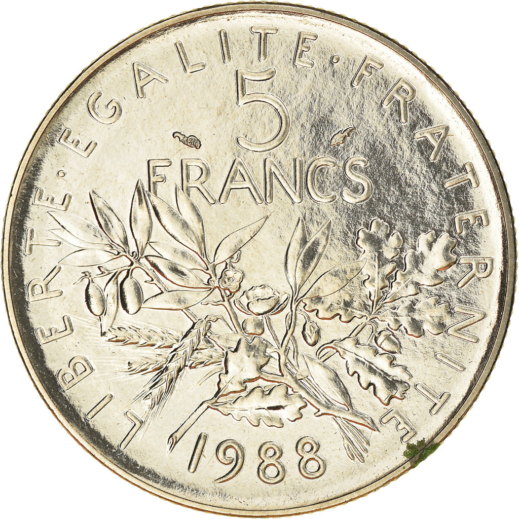 Coin, France, Semeuse, 5 Francs, 1988, Paris, MS(64), Nickel Clad Copper-Nickel