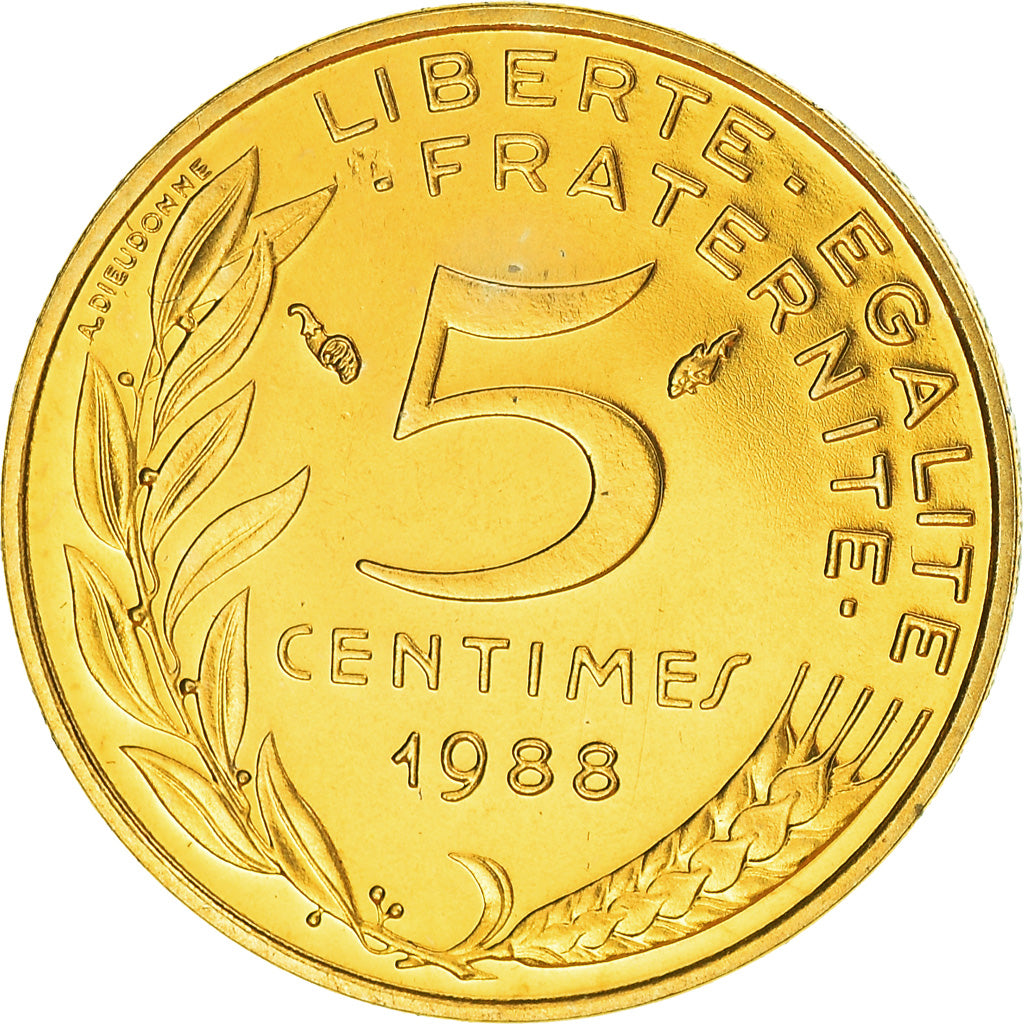 Coin, France, Marianne, 5 Centimes, 1988, Paris, MS(65-70), Aluminum-Bronze