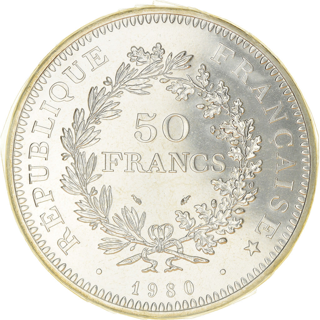Coin, France, Hercule, 50 Francs, 1980, Paris, MS(65-70), Silver, KM:941.1