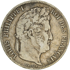 Moeda, França, Louis-Philippe, 5 Francs, 1836, Rouen, VF(30-35), Prata