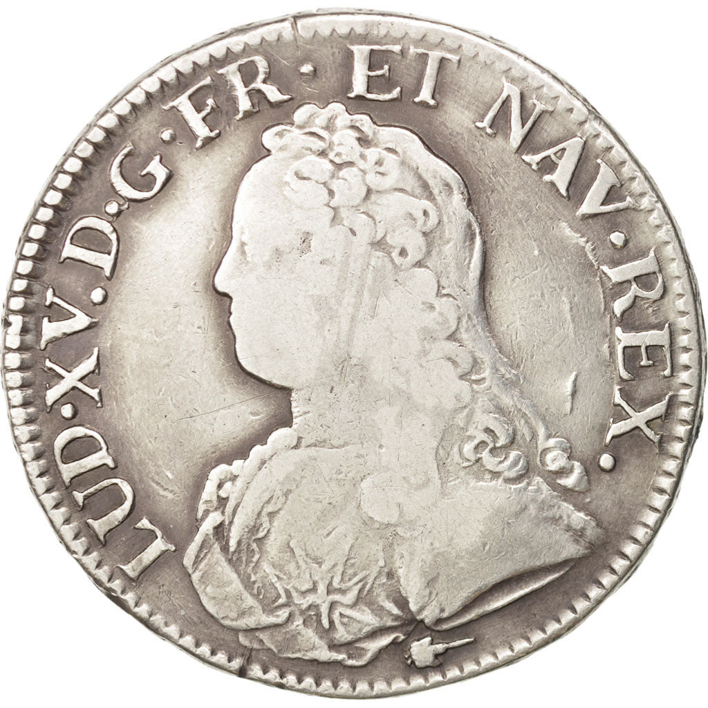 France, Louis XV, Écu aux branches d'olivier, 1731, Amiens, VF(20-25), KM 486.23