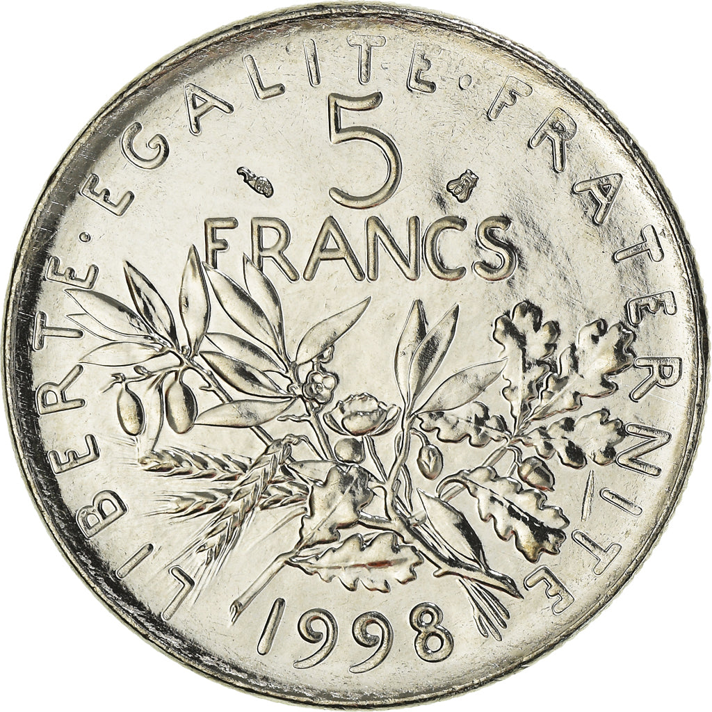Coin, France, Semeuse, 5 Francs, 1998, Paris, MS(64), Nickel Clad Copper-Nickel