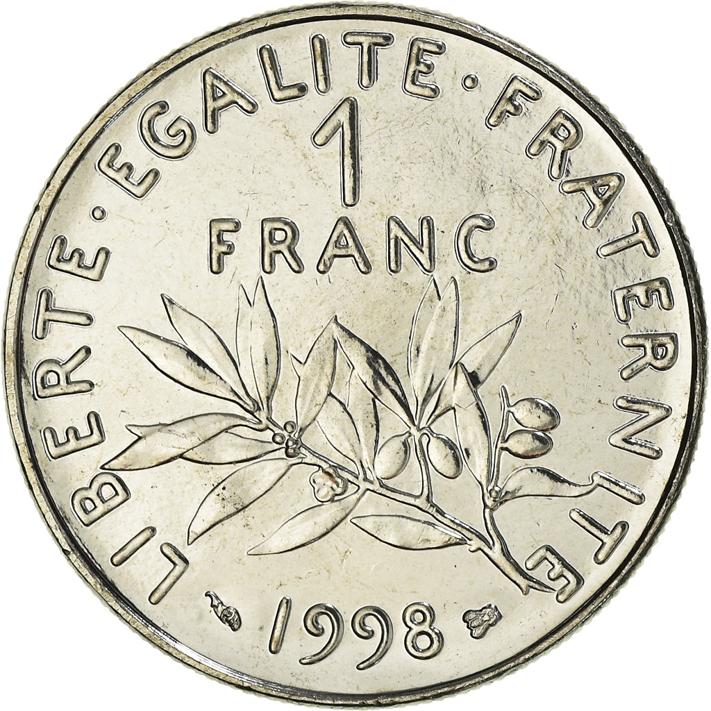 Coin, France, Semeuse, Franc, 1998, Paris, MS(65-70), Nickel, KM:925.1