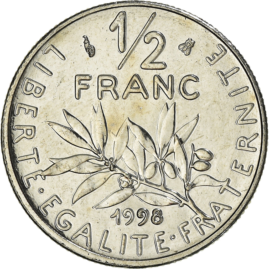 Coin, France, Semeuse, 1/2 Franc, 1998, Paris, FDC, MS(65-70), Nickel, KM:931.1