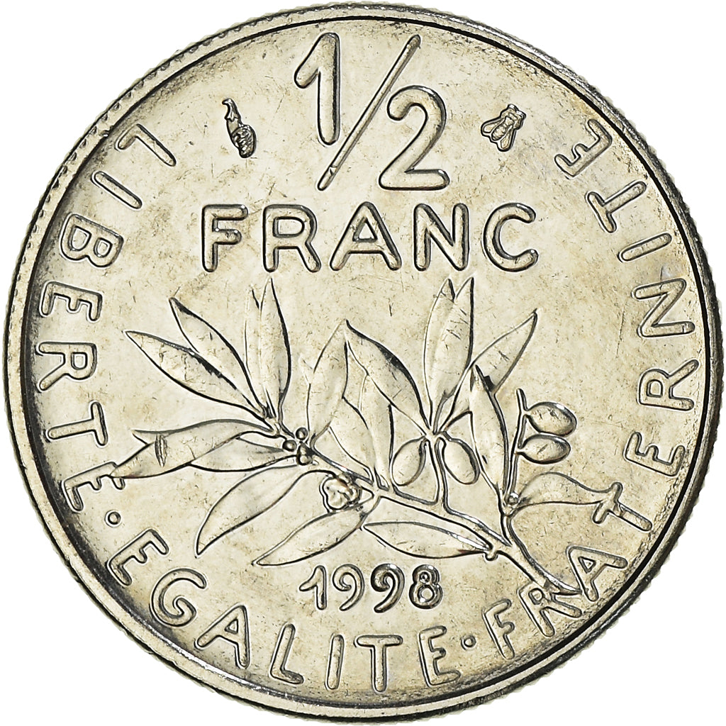 Coin, France, Semeuse, 1/2 Franc, 1998, Paris, MS(64), Nickel, KM:931.1