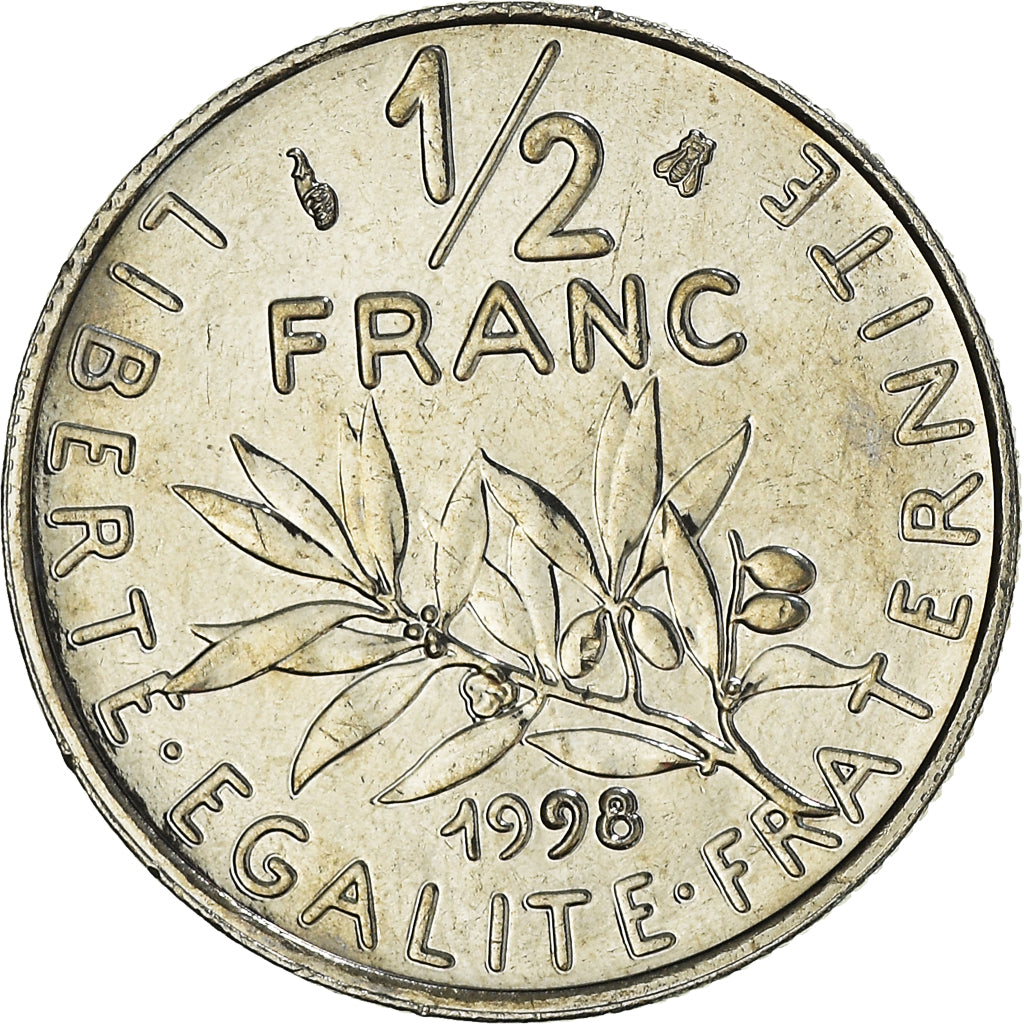 Coin, France, Semeuse, 1/2 Franc, 1998, Paris, MS(64), Nickel, KM:931.1