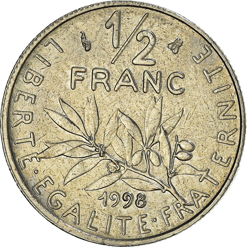 Coin, France, Semeuse, 1/2 Franc, 1998, Paris, MS(64), Nickel, KM:931.1