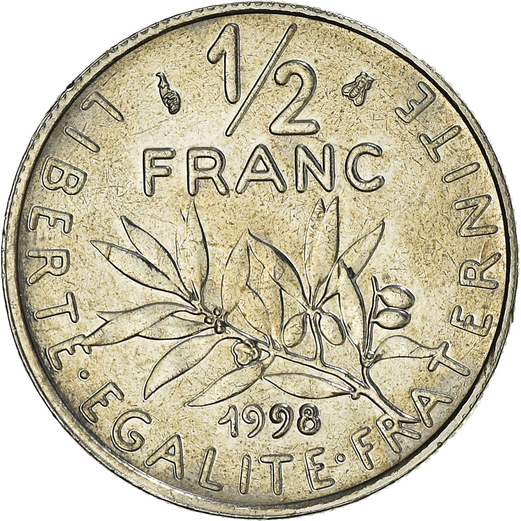 Coin, France, Semeuse, 1/2 Franc, 1998, Paris, MS(64), Nickel, KM:931.1
