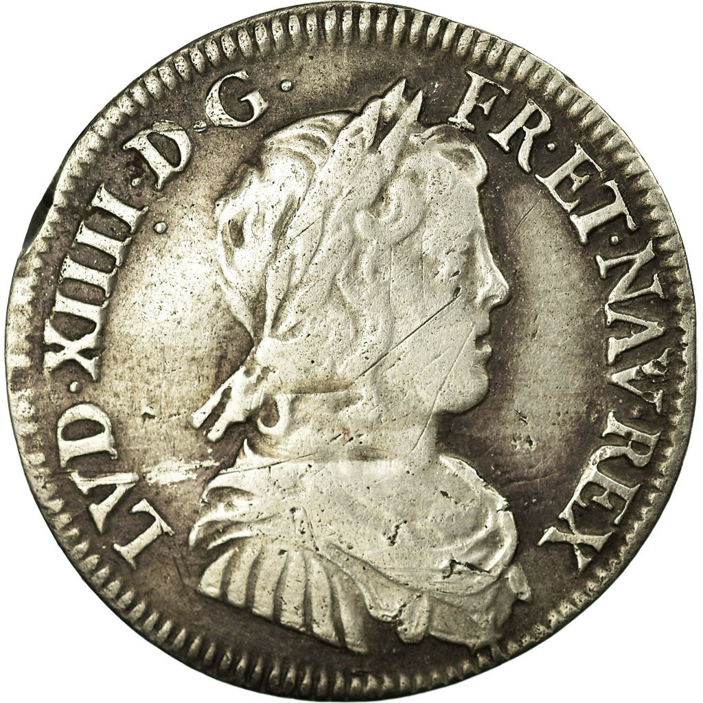 Coin, France, Louis XIV, 1/4 Écu à la mèche longue, 1/4 Ecu, 1653, Paris