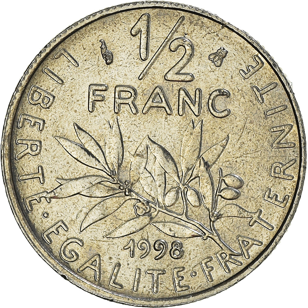 Coin, France, Semeuse, 1/2 Franc, 1998, Paris, MS(64), Nickel, KM:931.1