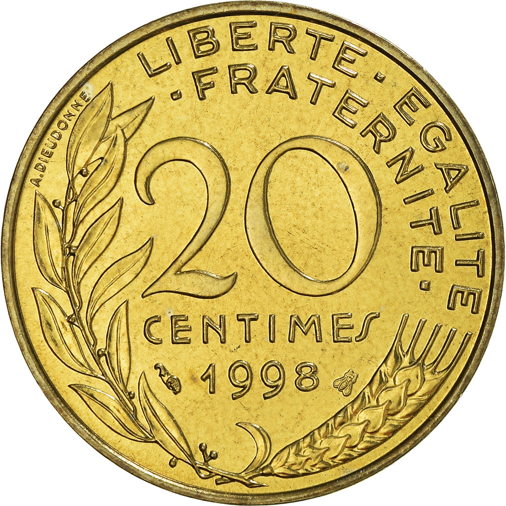 Monnaie, France, Marianne, 20 Centimes, 1998, Paris, FDC, Bronze-Aluminium