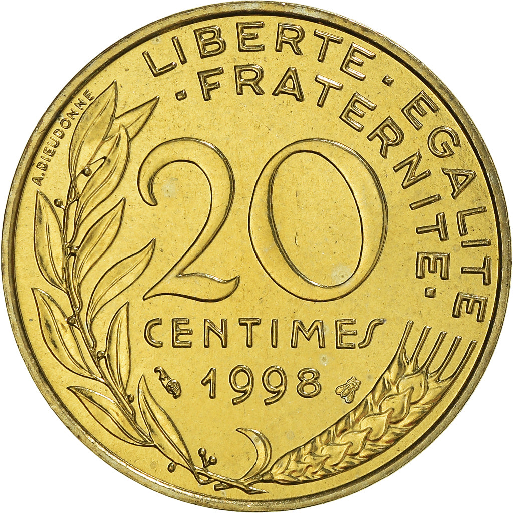 Coin, France, Marianne, 20 Centimes, 1998, Paris, FDC, MS(65-70)