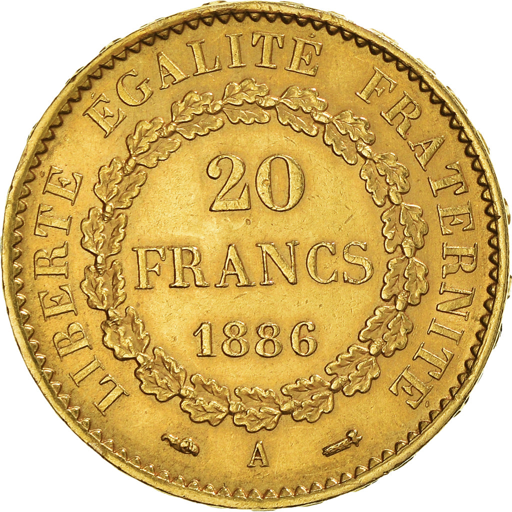 Munten, Frankrijk, Génie, 20 Francs, 1886, Paris, PR, Goud, KM:825