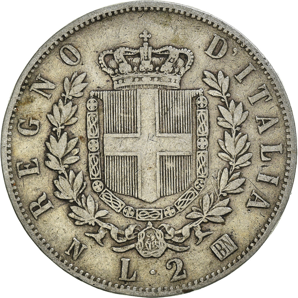 Moneta, Italia, Vittorio Emanuele II, 2 Lire, 1863, Naples, MB+, Argento