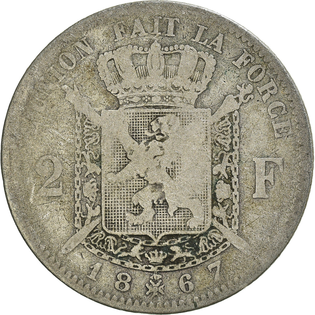 Münze, Belgien, Leopold II, 2 Francs, 2 Frank, 1867, S, Silber, KM:30.1
