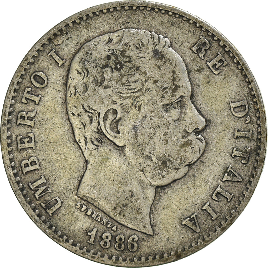 Coin, Italy, Umberto I, Lira, 1886, Rome, VF(20-25), Silver, KM:24.1
