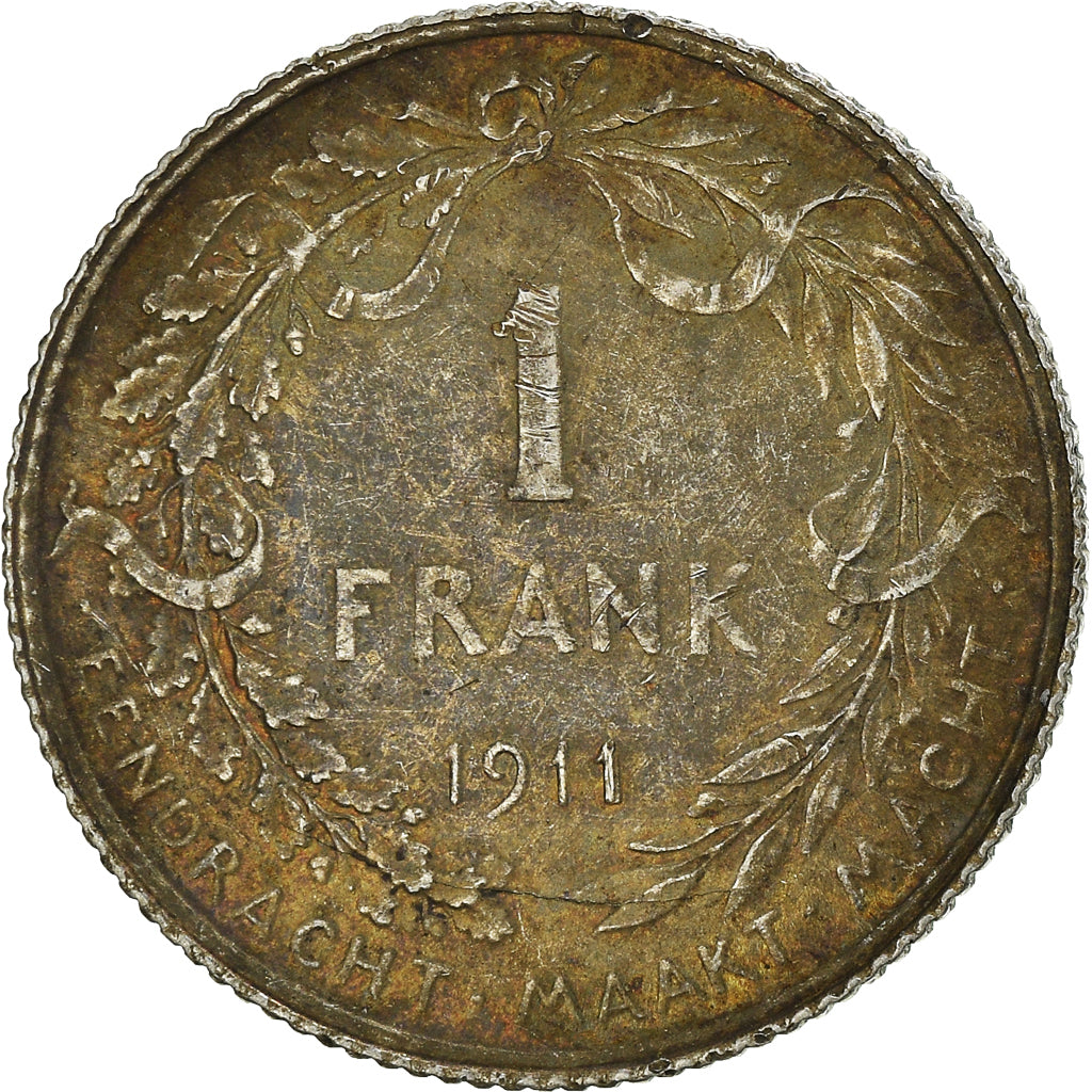 Coin, Belgium, Franc, 1911, Brussels, AU(55-58), Silver, KM:72