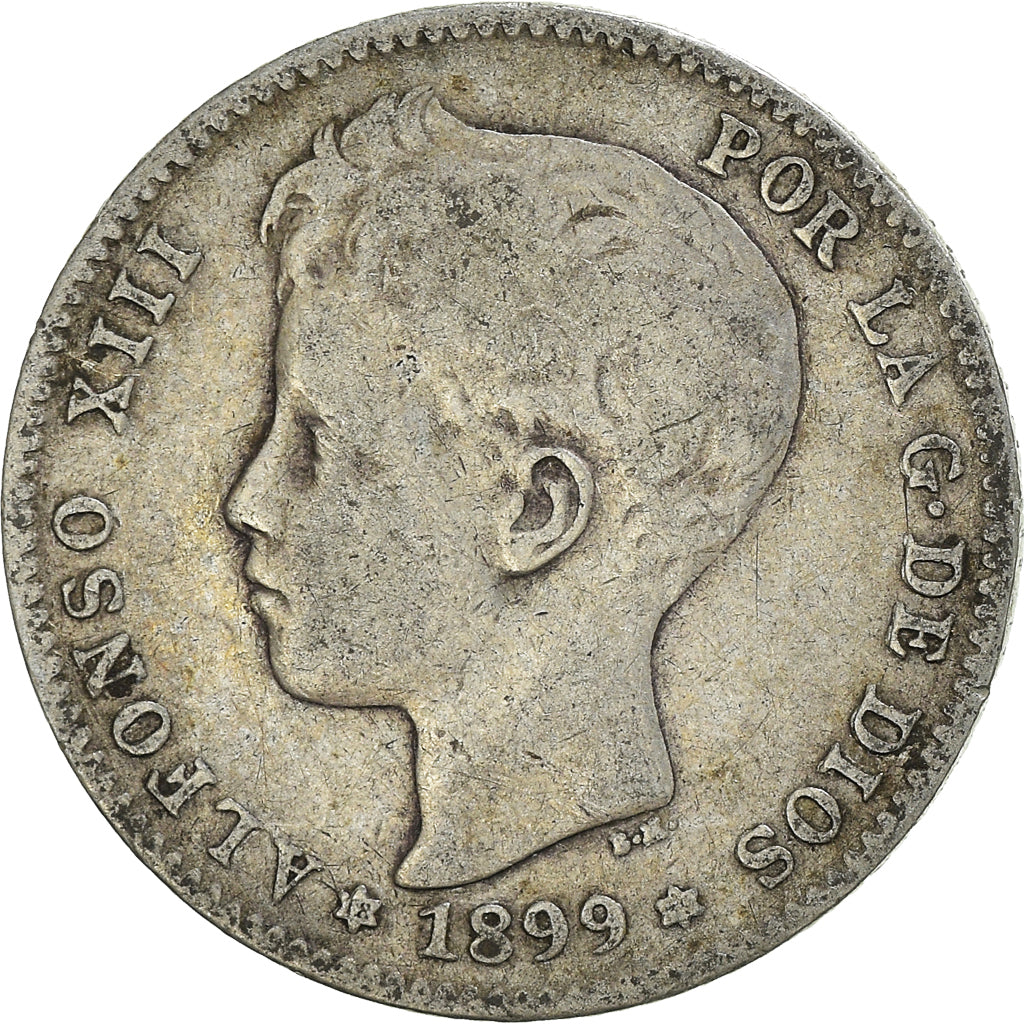 Monnaie, Espagne, Alfonso XIII, Peseta, 1899, Valencia, TB, Argent, KM:706