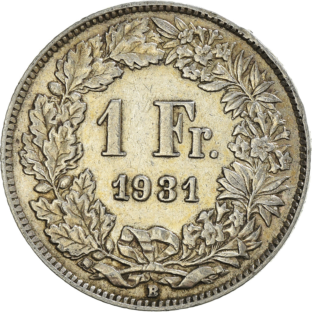 Coin, Switzerland, Franc, 1931, Bern, AU(50-53), Silver, KM:24