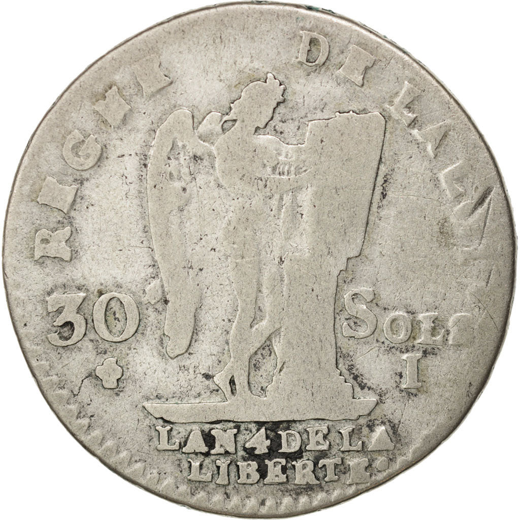 Francia, 30 sols françois, 30 Sols, 1792, Limoges, B, Argento, KM:606.7, Gad...