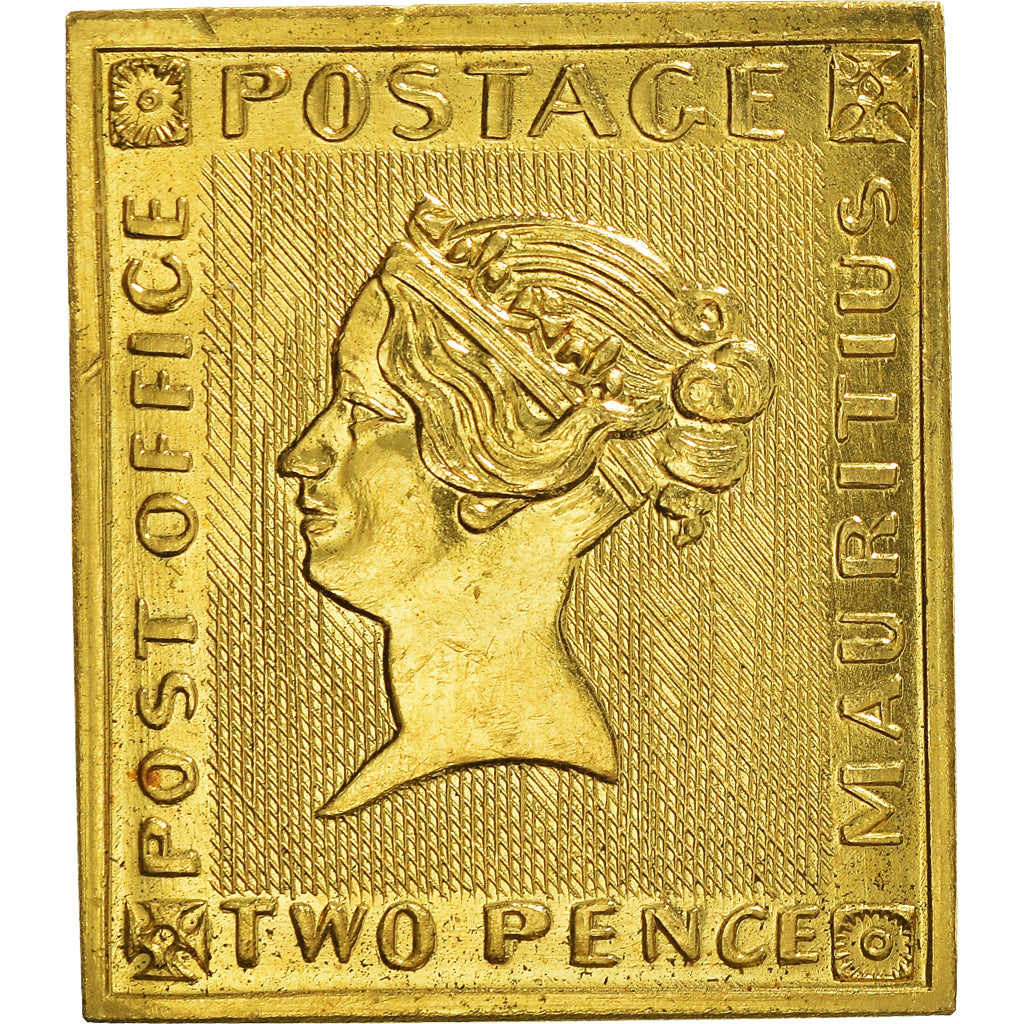 Francia, medaglia, 125e anniversaire du timbre poste, Post Office Mauritius