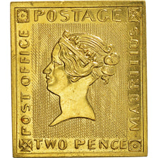 Francia, medaglia, 125e anniversaire du timbre poste, Post Office Mauritius