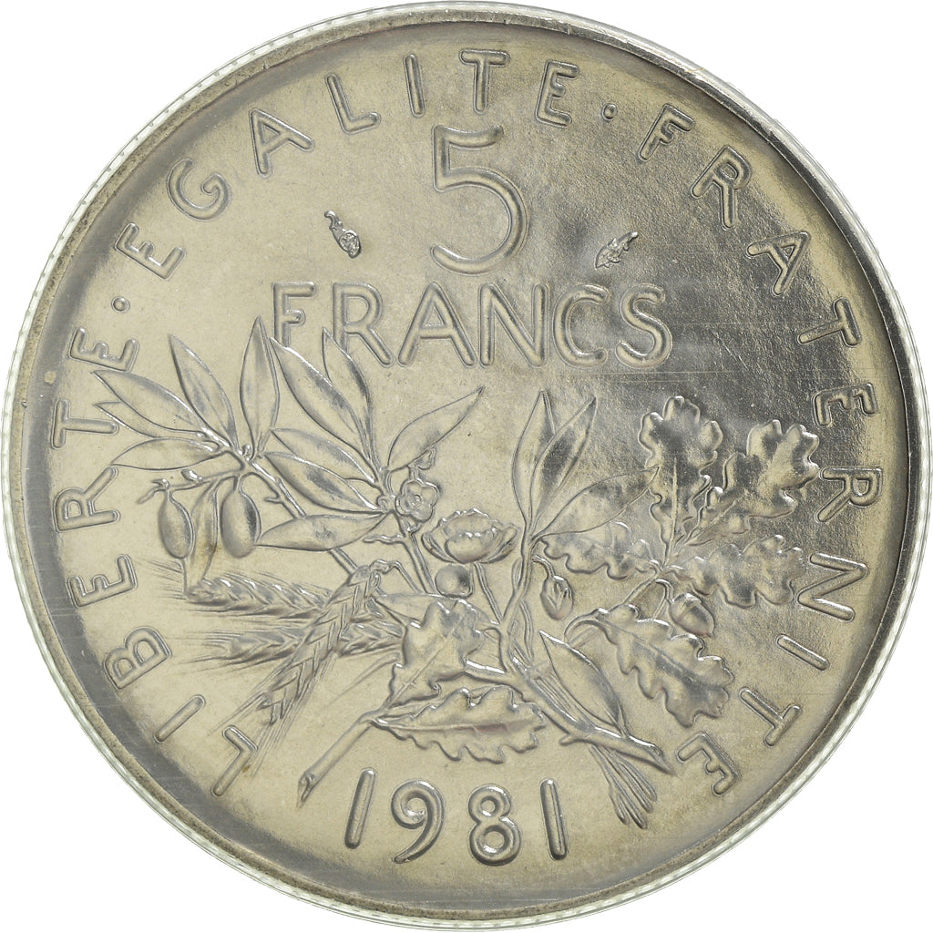 Moneta, Francia, Semeuse, 5 Francs, 1981, Paris, FDC, FDC, Nichel placcato