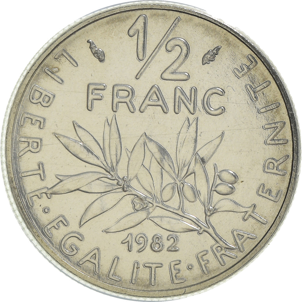 Moneta, Francja, Semeuse, 1/2 Franc, 1982, Paris, FDC, MS(65-70), Nikiel