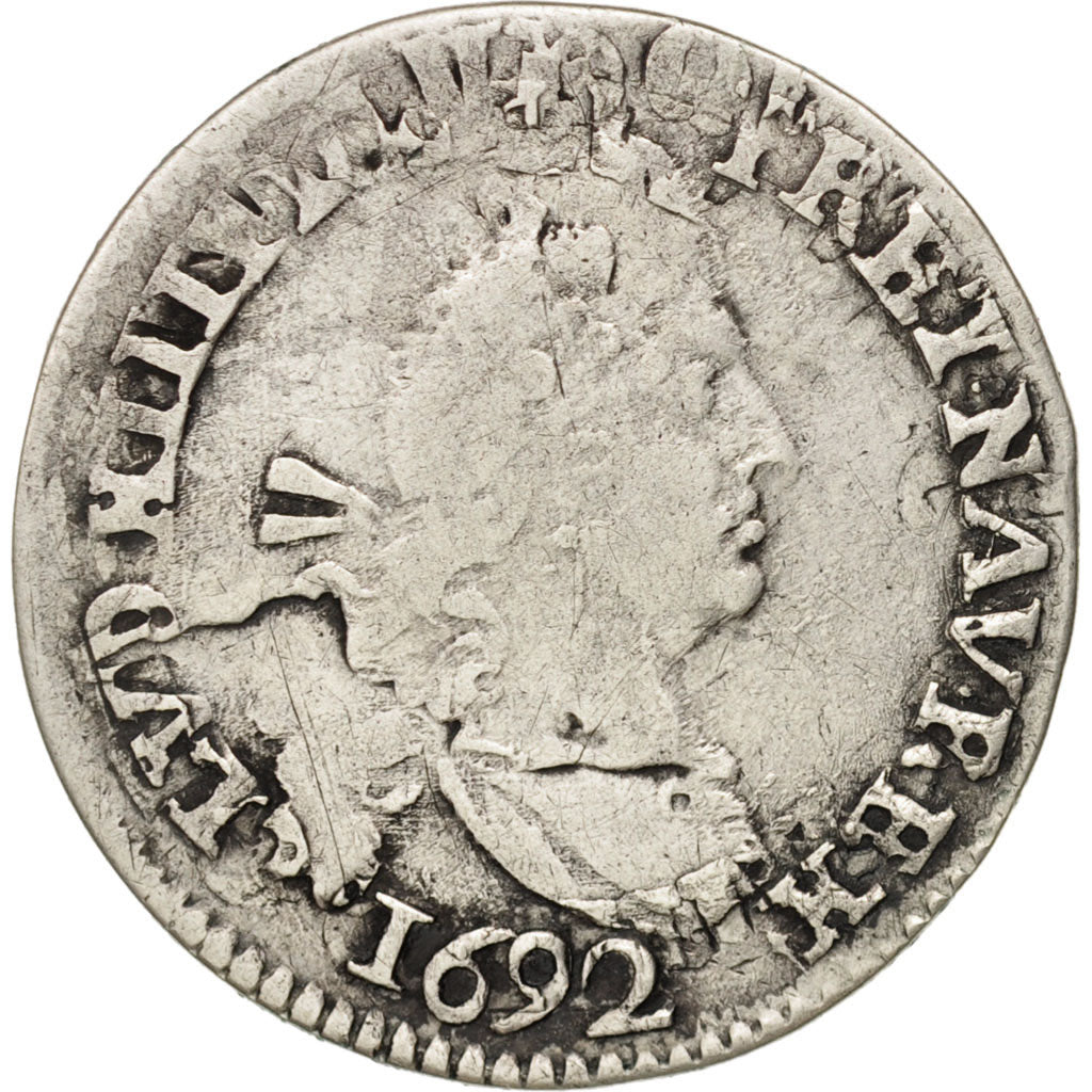 France, Louis XIV, 4 Sols aux 2 L, 4 Sols 2 Deniers, 1692, La Rochelle, KM 281.6