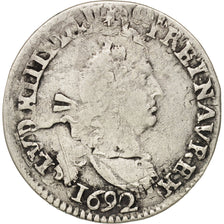 France, Louis XIV, 4 Sols aux 2 L, 4 Sols 2 Deniers, 1692, La Rochelle, KM 281.6