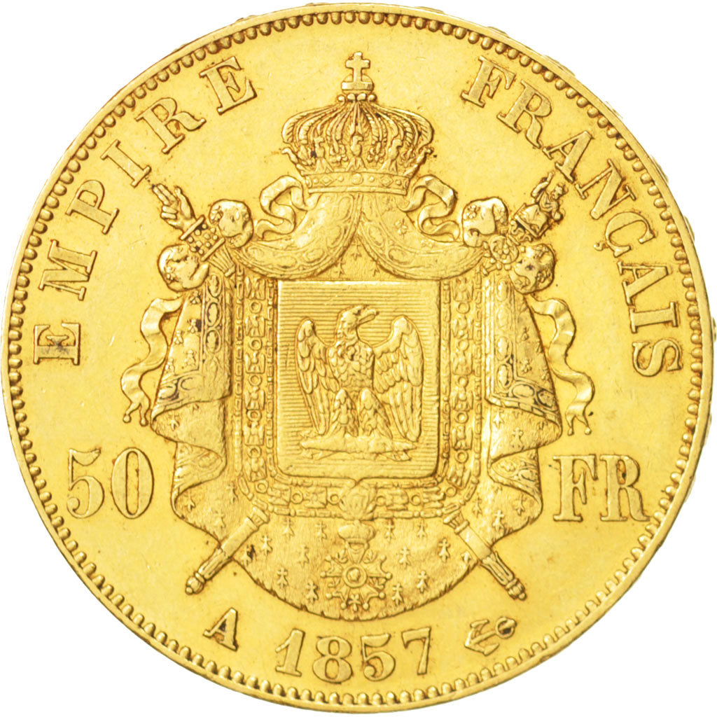 France, Napoleon III, 50 Francs, 1857, Paris, EF(40-45),Gold,KM785.1,Gadoury1111