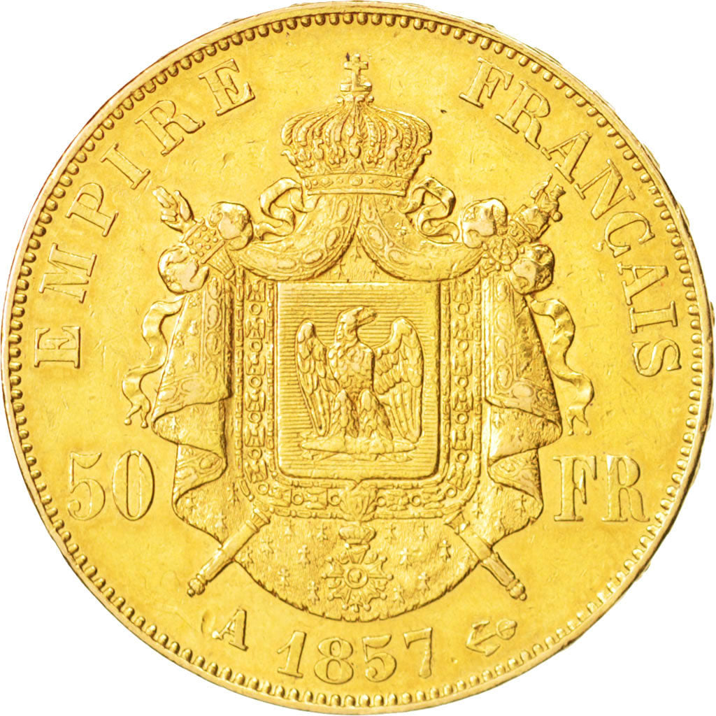 France, Napoleon III, 50 Francs, 1857, Paris, EF(40-45),Gold,KM785.1,Gadoury1111